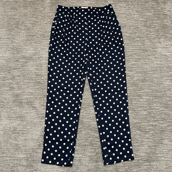 Tuckernuck Pants Womens Medium Blue Polka Dot Preppy Pixie Pleated Trouser - Picture 1 of 13